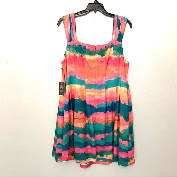 NEW Vince Camuto Plus Size 24W Square Neck Cap Sleeve Fit Flare Dress Pockets - Picture 3 of 8